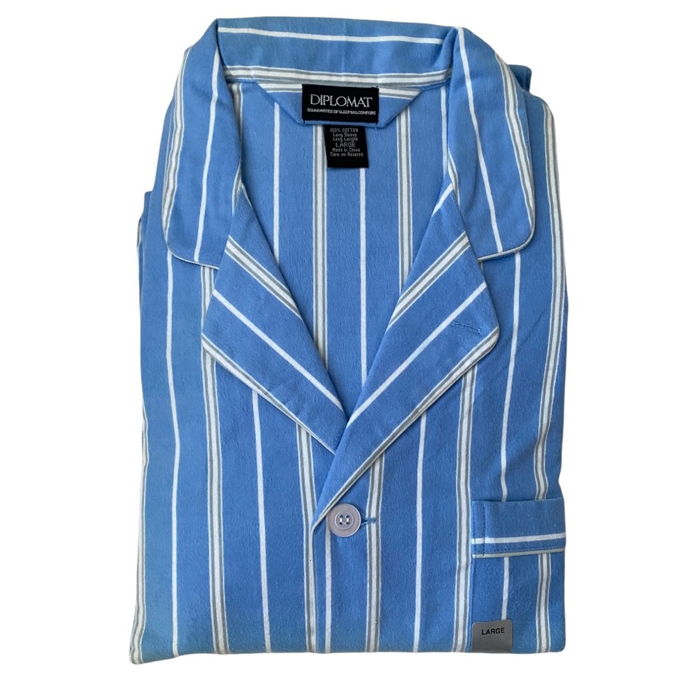 Vintage Diplomat Pajamas Striped Flannel 2 Piece Size Large